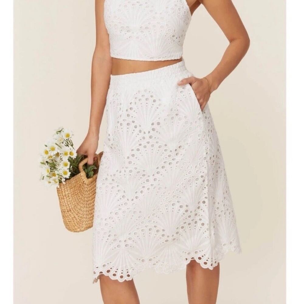 NWT Andie Swim The Mona Eyelet Scalloped Pull On Midi Skirt Coconut White
Sz XS